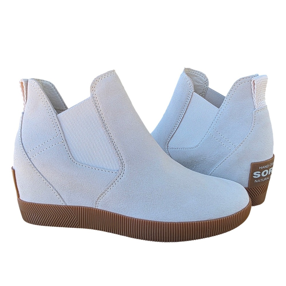 Sorel Out N About Wedge Slip-On Waterproof Suede Women's 7.5 Chalk